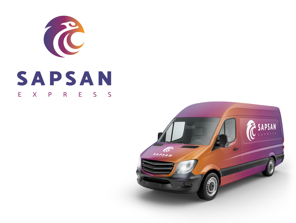 Логотип и аэйдентика для логистической компании Сапсан Экспресс